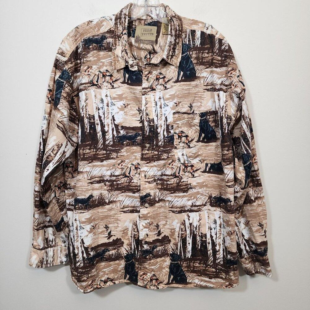 Vintage outdoor life field tested duck hunting print long‎ sleeve shirt men's XL